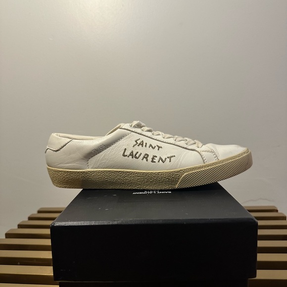 SAINT LAURENT SL06 COURT CANVAS SIGNATURE SNEAKER size 7 missing insoles - Picture 2 of 12